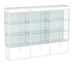 Витрина из профиля №1-2П (3-ех метровая) (задняя стенка - ДВП) , Белый