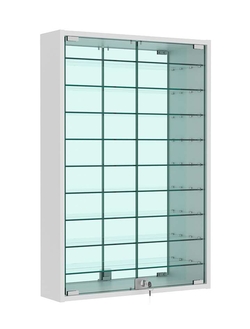 Витрина настенная №2-6А высокая зеркальная с узкими полками, Серый