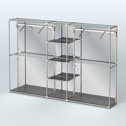 Торговая система ХРОМ (задняя стенка - зеркало) 3030 мм с тонированными полками и поручнями №12, Черный