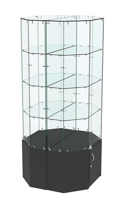Стеклянная высокая островная витрина с прозрачным верхом серии Истра №805-О, Черный