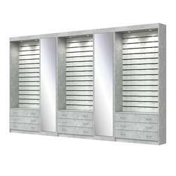 Комплект витрин под очки №11+1+11+1+11 (открытый доступ), Метрополитан Грей