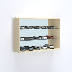 Витрина настенная №203-2Г с двумя полками из стекла и зеркалом, Крем Вайс