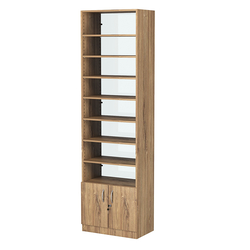 Стеллаж из ДСП с 8-ю полками 350x600 мм серии LEVEL-8 №6-1 (З/C - СТЕКЛО), Дуб Канзас коричневый