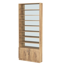 Стеллаж из ДСП с 7-ю полками 200x900 мм серии LEVEL-7 №10-2 (З/C - ЗЕРКАЛО), Дуб Канзас коричневый