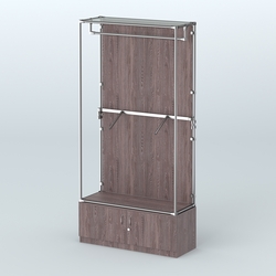 Торговая система ХРОМ (задняя стенка - ДСП) 1200 мм №2-4 с тумбой Т-21 и поручнями, Ясень Анкор темный