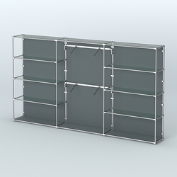 Торговая система ХРОМ (задняя стенка - ДСП) 3600 мм с прозрачными полками и поручнями №6, Темно-Серый