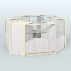 Торговый островок в стиле ЛОФТ восьмиугольный №5 (5,38 кв.м), Ясень Анкор светлый и Крем Вайс