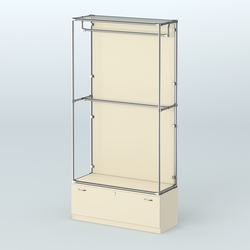 Торговая система ХРОМ (задняя стенка - ДСП) 1200 мм №1-1 с тумбой Т-11 и поручнями, Крем Вайс