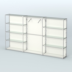 Торговая система ХРОМ (задняя стенка - ДСП) 3600 мм с прозрачными полками и поручнями №9, Белый