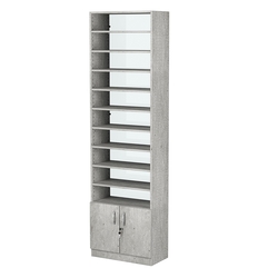 Стеллаж из ДСП с 10-ю полками 300x600 мм серии LEVEL-10 №5-2 (З/C - ЗЕРКАЛО), Метрополитан Грей