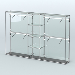 Торговая система ХРОМ (задняя стенка - стекло) 3030 мм с прозрачными полками и поручнями №8, Черный