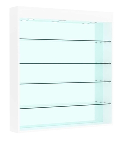 Витрина настенная №4-4Г зеркальная с прозрачными полками и подсветкой, Белый