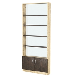 Стеллаж из ДСП с 4-мя полками 150x900 мм серии LEVEL-4 №9-1 (З/C - СТЕКЛО), Дуб Сонома + Дуб Венге