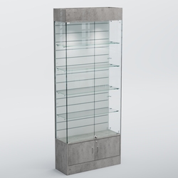 Витрина СЕТЬ №4-П с экономпанелью и полками, Бетон Чикаго светло-серый F186 ST9