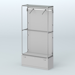 Торговая система ХРОМ (задняя стенка - ДСП) 1200 мм №4-1 с тумбой Т-11 и поручнями, Серый