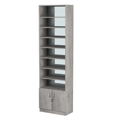 Стеллаж из ДСП с 7-ю полками 300x600 мм серии LEVEL-7 №5-1 (З/C - ЗЕРКАЛО), Бетон Чикаго светло-серый F186 ST9