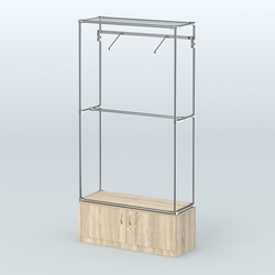 Торговая система ХРОМ без ДСП 1200 мм №4-4 с тумбой Т-21 и поручнями, Дуб Сонома