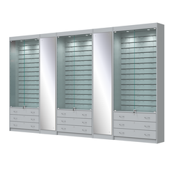 Комплект витрин под очки №10+1+10+1+10 (закрытый доступ), Серый