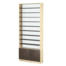 Стеллаж из ДСП с 9-ю полками 200x900 мм серии LEVEL-9 №10-1 (З/C - СТЕКЛО), Дуб Сонома + Дуб Венге