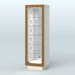 Низкая пристенная витрина с декором НБА-503С, Ясень Анкор светлый и Крем Вайс