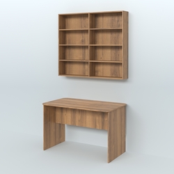 Распаковочный прямоугольный стол с антресолью для аптеки Р-02, Орех