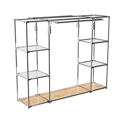 Хромированный стенд-вешало TD-46 №1-4 Хром с полками Зеркало 4мм, Дуб Золотистый