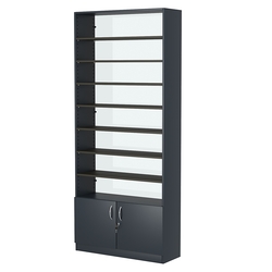 Стеллаж из ДСП с 8-ю полками 300x900 мм серии LEVEL-8 №12-1 (З/C - СТЕКЛО), Антрацит