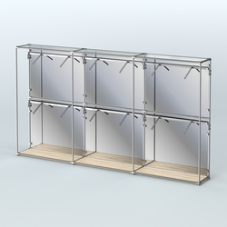 Торговая система ХРОМ (задняя стенка - зеркало) 3600 мм с поручнями №4, Дуб Сонома