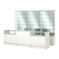 Комплект стеклянных витрин ИС-32 и прилавков ЭК-2, Белый