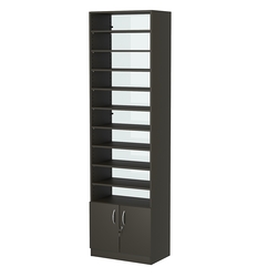 Стеллаж из ДСП с 9-ю полками 350x600 мм серии LEVEL-9 №6-1 (З/C - СТЕКЛО), Черный