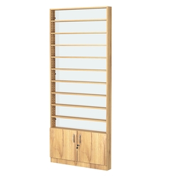 Стеллаж из ДСП с 9-ю полками 100x900 мм серии LEVEL-9 №8-1 (З/C - СТЕКЛО), Дуб Золотистый