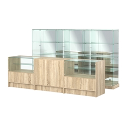 Комплект низких витрин ХП-07 и прилавков ЭК-3, Дуб сонома