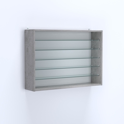 Витрина настенная №203-5Г открытая с пятью полками из стекла, Бетон Чикаго светло-серый F186 ST9