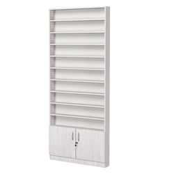 Стеллаж из ДСП с 10-ю полками 100x900 мм серии LEVEL-10 №8 (З/C - ДВП), Ясень Анкор светлый