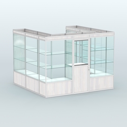 Павильон из профиля пристенный №5б (6,75 кв. м), Ясень Анкор светлый