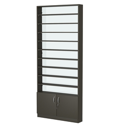 Стеллаж из ДСП с 9-ю полками 150x900 мм серии LEVEL-9 №9-1 (З/C - СТЕКЛО), Черный