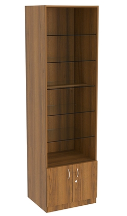 Витрина СЭСП-О №2-500 (З/C - ДВП) со стеклянными полками, Орех