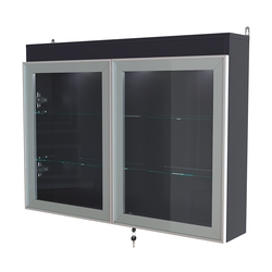 Витрина настенная №3-3А широкая с двумя полками и фризом серии Collecto, Антрацит