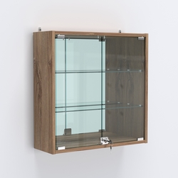 Витрина настенная №201-2А с зеркалом, Дуб Канзас коричневый