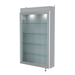 Витрина настенная №2-3А с четырьмя полками и подсветкой серии Collecto, Серый