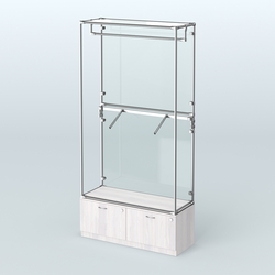 Торговая система ХРОМ (задняя стенка - стекло) 1200 мм №2-3 с тумбой Т-15 и поручнями, Ясень Анкор светлый