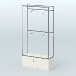 Торговая система ХРОМ без ДСП 1200 мм №3-4 с тумбой Т-21 и поручнями, Белый