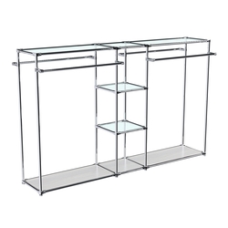 Хромированный стенд-вешало TD-49 №1-1 Хром (с прозрачными полками стекло 6мм), Ясень Анкор светлый - U31104