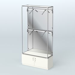Торговая система ХРОМ (задняя стенка - зеркало) 1200 мм №3-4 с тумбой Т-21 и поручнями, Белый