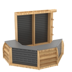 Комплект кассовой зоны со скосами и экономпанелями средний №2-1, Дуб Золотистый и Темно-Серый