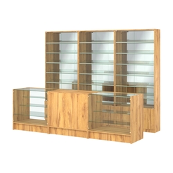 Комплект витрин с наклонными полками SL-6 №12-2 и прилавков ЭК-4, Дуб Золотистый
