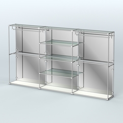 Торговая система ХРОМ (задняя стенка - зеркало) 3600 мм с прозрачными полками и поручнями №2, Белый