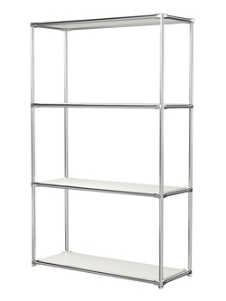 Хромированный стеллаж СТИЛЬ №1г с полками ДСП 16 мм, Белый