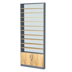 Стеллаж из ДСП с 10-ю полками 100x900 мм серии LEVEL-10 №8-2 (З/C - ЗЕРКАЛО), Темно-Серый  + Дуб Золотистый