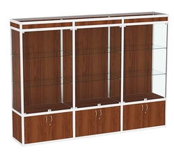 Витрина из профиля №1-2П (3-ех метровая) (задняя стенка - ДВП) , Орех